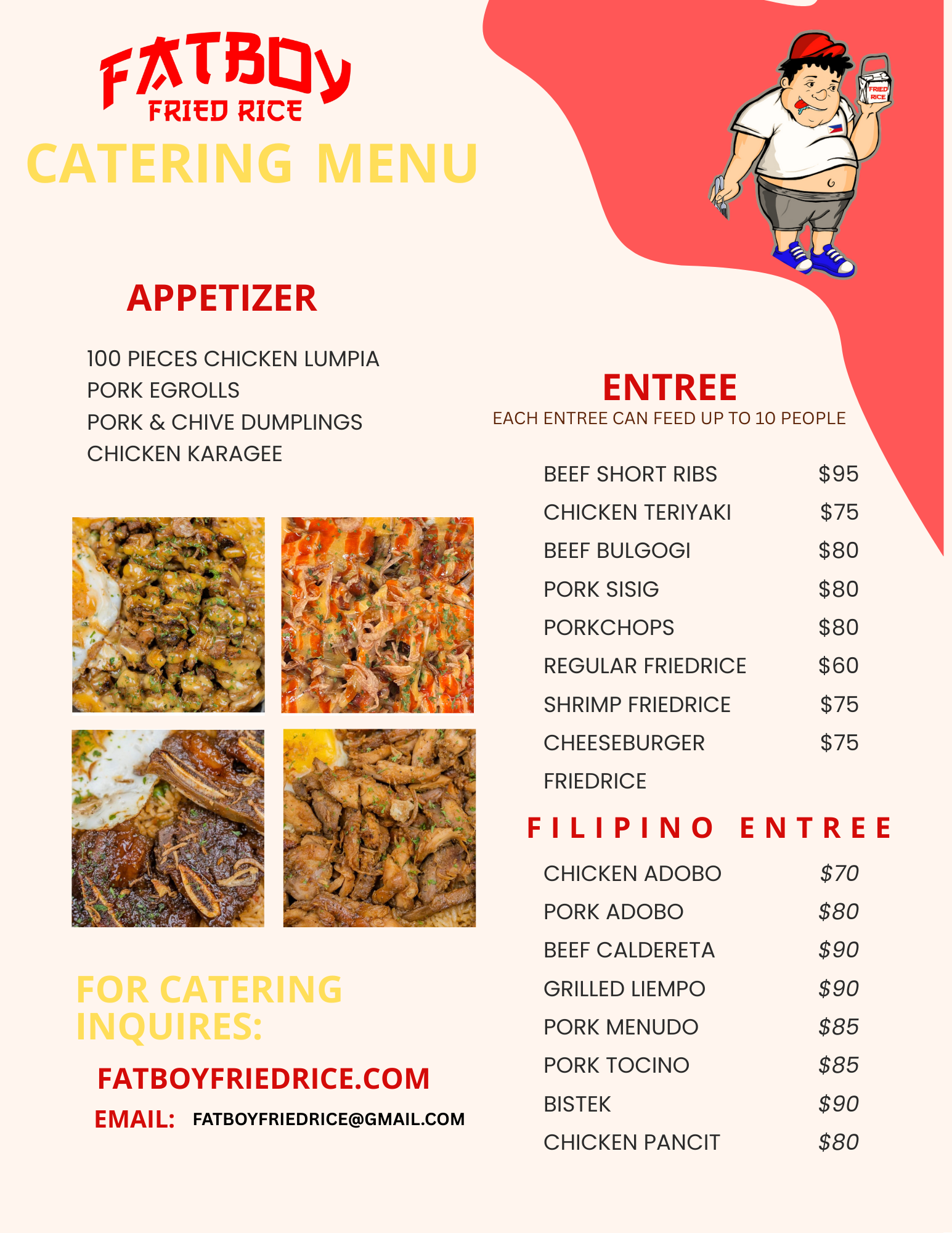 Fatboy catering menu